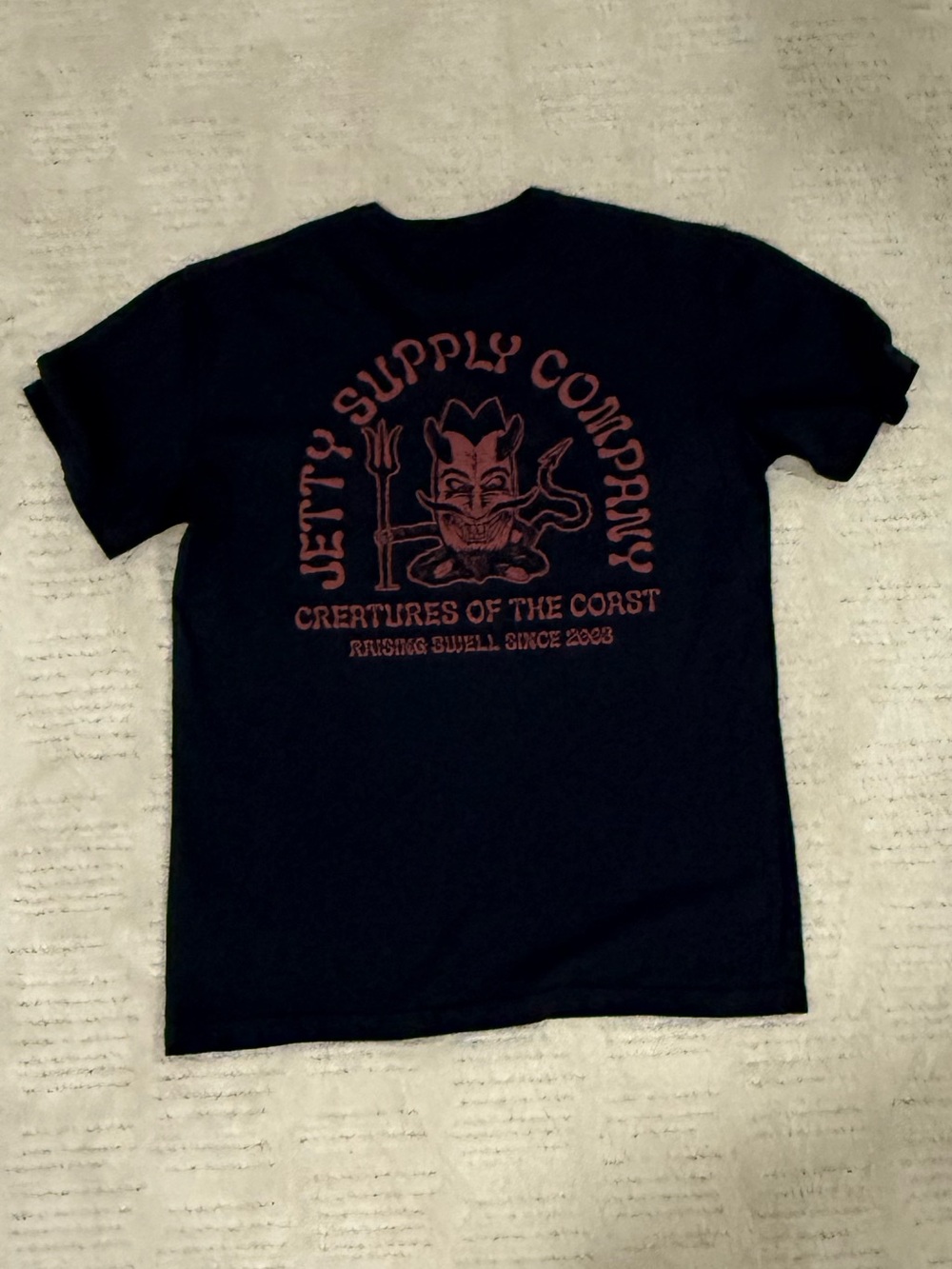 Jetty Supply Company Short Sleeve Tee - Navy with Rust Graphic